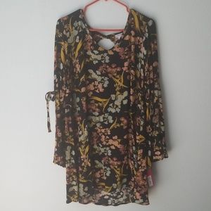 Floral Bell Sleeve Swing Dress